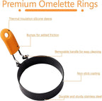 Round Egg Rings for Frying Eggs, 2 Pack 3.5 Inches Egg Ring with Silicone Handle Egg Mold for Breakfast Sandwiches Egg Mcmuffins Non-stick Fried Cooker Ring Shaper for Griddle Frying Pan