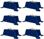 sancua Rectangle Tablecloths 6 Pack - 90x132 Inch - Navy Blue Washable Fabric Cloth Table Cloth, Large Reusable Polyester Table Covers for Wedding, Party, Birthday, Banquet
