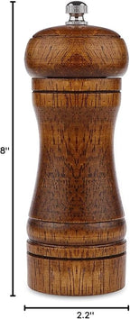 Powstro Pepper Grinder - 5 inch Pepper Mill Pepper Grinder Refillable Oak Salt and Pepper Grinder Set Sea Salt Grinder Ceramic Pepper Mill Grinder Adjustable Rough Grinder