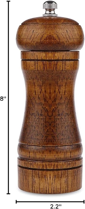 Powstro Pepper Grinder - 5 inch Pepper Mill Pepper Grinder Refillable Oak Salt and Pepper Grinder Set Sea Salt Grinder Ceramic Pepper Mill Grinder Adjustable Rough Grinder