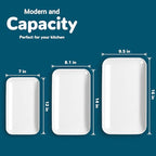 DELLING Large Serving Platter Set 16/14/12inch Large Serving Tray - Rectangular White Serving Trays for Party, Sushi, Oven Safe Dinnerware Set of 3, White