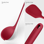 Silicone Kitchen Cooking Utensil Set: U-Taste High Heat Resistant 13.6in Long Kitchen Gadgets, BPA Free Non Stick Rubber Cook Accessories For Stir Frying, Serving, Basting, Mixing (5 Pieces, Red)