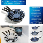 Dual-Use Silicone Pan Protectors for Stacking & Trivets for Hot Dishes | Silicone Trivet Mat | Perfect for Pot and Pan Protectors | 2-Pack Medium (12.5in) Cookware Protectors (M2-BLU/BLU)