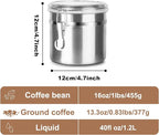 Stainless Steel Food Container with Clear Lids Airtight Storage Container Stackable Small Canisters Kitchen Pantry Storage for Cereal, Snacks, Candy, Herbs, Spices, Sugar, Tea (1.2L Silver)