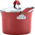 Rachael Ray Cucina Nonstick Cookware Pots and Pans Set, 12 Piece, Cranberry Red