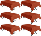 sancua 6 Pack Rust Tablecloth 60 x 102 Inch, Rectangle Thanksgiving Table Cloth for 6 Feet Tables - Stain and Wrinkle Resistant Washable Polyester Table Cover for Dining Tables, Parties and Camping
