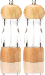 Pepper Grinder Wooden Salt and Pepper Grinder Set Manual Pepper Mill Zinc Alloy Handle Shakers Adjustable Coarseness Retro Style Wood Salt and Pepper Shakers (6in-burlywood)