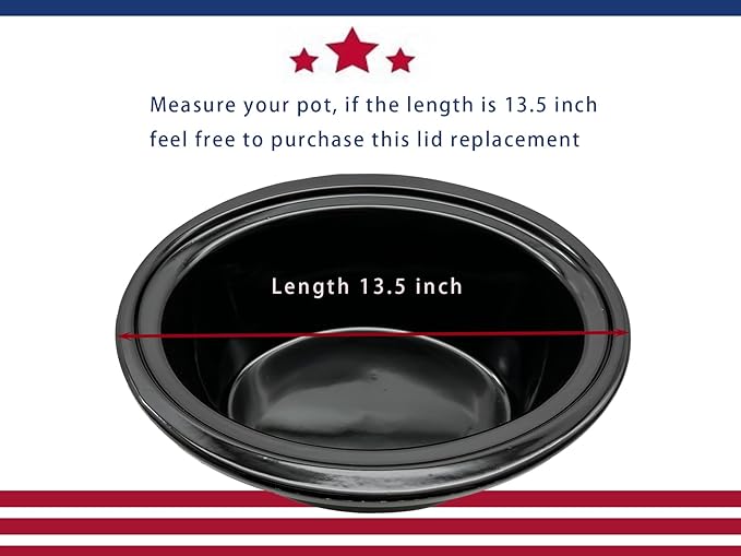 Oval Glass Lid Compatible with Crock Pot 6 Quart Slow Cooker SCCPVL600-S-BR, CPSCVC60LL-S, CPSCVC060LL-BP， Measure your pot per picture to match right lid replacement