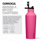 Corkcicle Sport Canteen - Keeps Drinks Cold 25 Hours - Stainless Steel Water Bottle - Triple-Insulated - Spill-Proof - Summer Drinkware Gift - Keeps Drinks Ice Cold - 32 oz - Dragonfruit