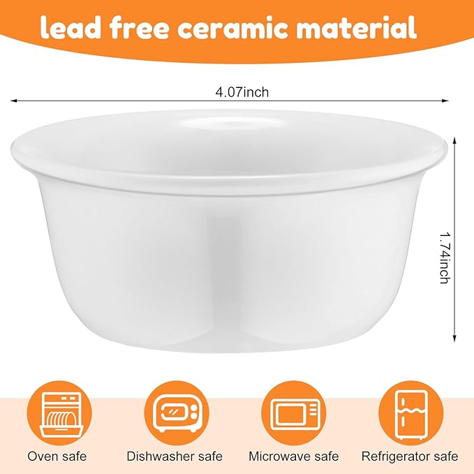 40 Pcs Ceramic Butter Warmers for Seafood Set 4.7oz 8 Pcs Butter Warmer with 32 Tealight Candles for Chocolate Cheese Fondue Melting, Dishwasher Safe, Microwave Safe, Oven, White