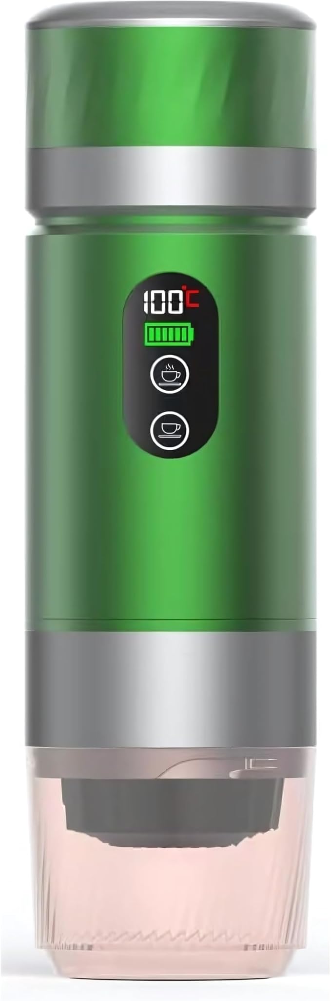 Portable Coffee Maker KF-JN-03 with Digital Display & 20 BAR Pressure – Hot & Cold Brew, Compatible with Coffee Grounds and Capsules, Compact Single-Serve Design with Transparent Cup & 60ml Tank