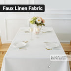 Laolitou Table Cloth Rectangle Linen Waterproof Textured White Tablecloth, Washable Wrinkle Free Spill Proof Fabric Tablecloths for Dining Table Farmhouse Kitchen Holiday, 52x70 Inch