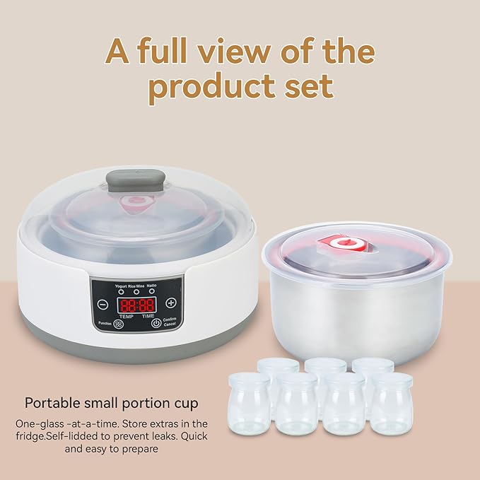 Yogurt Maker Machine 36 Hour, Probiotic Yogurt Maker with Temperature Control and 36 Hour Timer, 1.2L Yogurt Machine with LCD Display, Multi-Function Yogurt Machine for Home Use