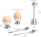 Egg Cracker Topper Cutter Set for Soft Boiled Eggs Stainless Steel Shell Remover Separator Include 2 Egg Cups 2 Spoons 1 Topper Cutter