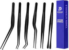 Kitchen Tweezer Tongs Set,6 Pcs Kitchen Tweezers,6.3" Cooking Tweezers Set,Stainless-Steel Food Chef Culinary Tweezers Tongs for Baking Decorating Feeding Plating,Black