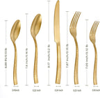 Gold Silverware Set Flatware Set Matte Finished Stainless Steel Hammered Heavy Cutlery Set 20 Pieces Service for 4