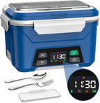 EAST OAK Cordless Electric Lunch Box for Adults, Heated Lunch Box Battery Powered with Automatic Heating, 5.5 Cups Portable Food Warmer with Removable Tray Divider