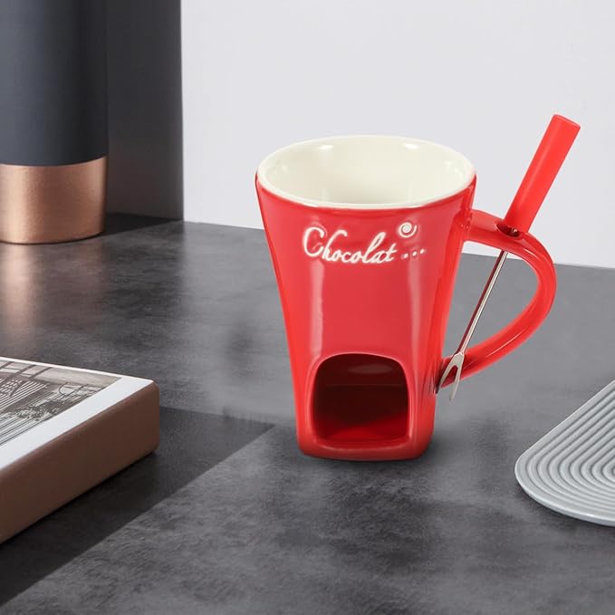 Garneck 2 Sets Chocolate Fondue Mugs Ceramic Multifunction Pot Chocolate Mug Porcelain Melt Chocolate Fondue Crucible Mini Fondue Pot for Cheese Caramel Butter