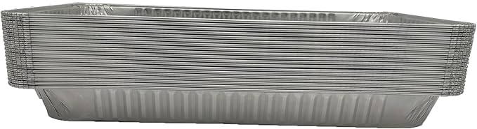 Heavy Duty Disposable Aluminum Foil Pan - Durable Tin Pan for Grilling, Cooking, Heating, Food Storage - Oven Safe, Freezer Safe, Gas & Electric Stovetop Compatible - Pack Size 50