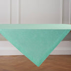 Solino Home Linen Cloth Tablecloth 52 x 52 Inch - 100% Pure Linen Chambray Aqua Square Tablecloth - Athena, Machine Washable Table Throw for Summer