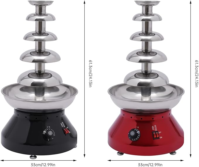 Commercial Chocolate Fountain Machine 5-Tier, 7 Lb Large Capacity Stainless Steel Melting Heater, 3000ml 230w 110v, for Hot Chocolate, Nacho Cheese, Liqueurs Electric, Christmas, Wedding, Party(Black)