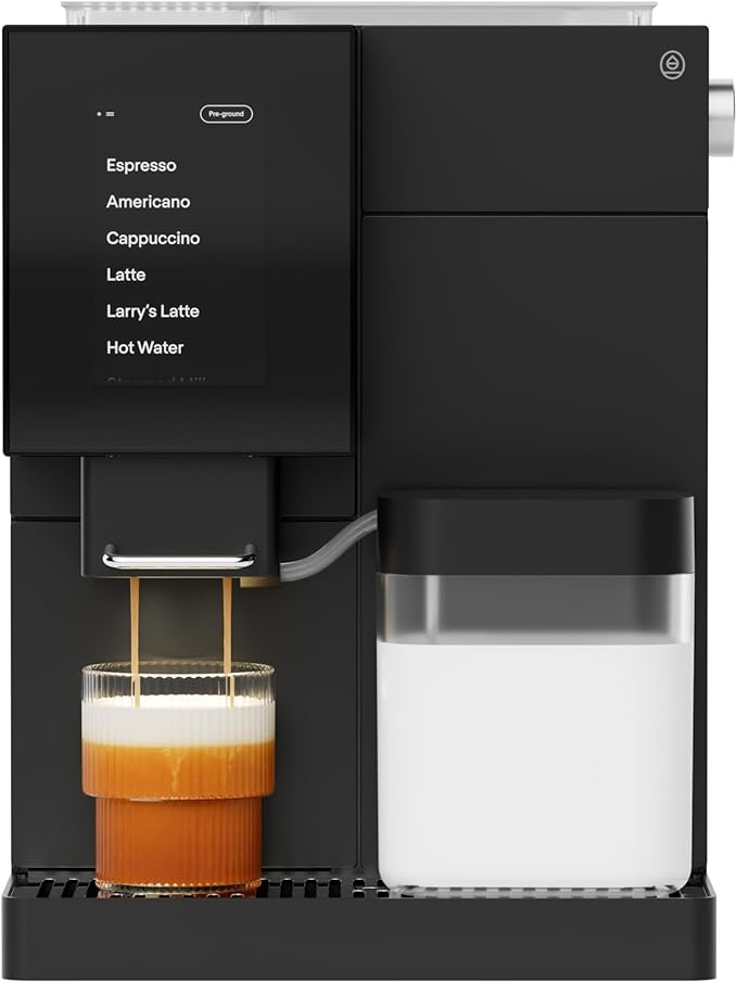 Terra Kaffe Super Automatic Espresso Machine - App-Enabled Coffee Machine - Auto Wake & Sleep - All Milk Types - Roaster-Approved Espresso Settings - Cappuccino Machines - Gifts for Men - Black TK-02