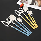 JASHII Silverware Set Satin Finish 24-Piece Stainless Steel Flatware Set Kitchen Utensil Set Service for 6 Tableware Cutlery Set Dishwasher Safe (Matte Yellow Silver)