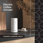 MuellerLiving Electric Coffee Grinder for Spice, Nut, Herbs and Coffee Beans, Sharp Blade, Stainless Steel - White