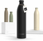 LARS NYSØM Stainless Steel Insulated XL Water Bottle 12oz 17oz 25oz 34oz 51oz | Insulated Thermo Flask for Hot and Cold Beverages | Leakproof Drinking Bottle (Carbon Black, XL 50.7oz)