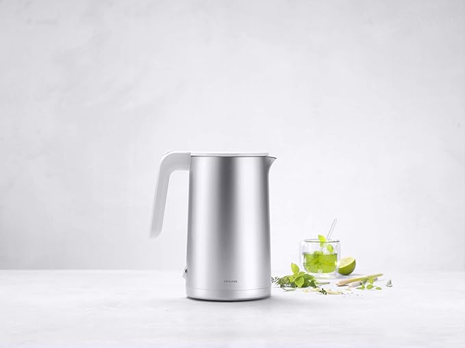 ZWILLING Enfinigy Cool Touch 1.5-Liter Electric Kettle, Cordless Tea Kettle & Hot Water, Silver