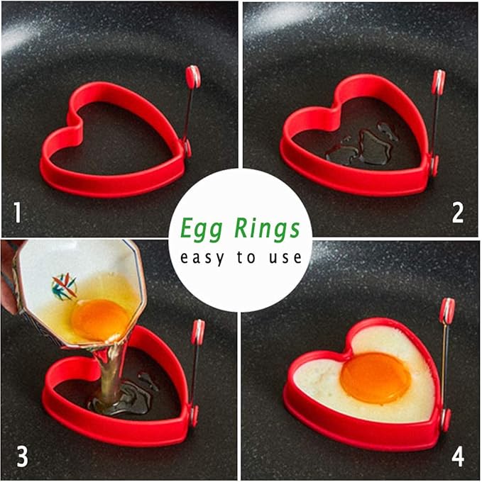 Egg Poachers 4 Shape Silicone Egg Ring Set, Non-Stick Egg Pancake Mold Cooker for Fried Egg, Sandwiches, Pie, Mcmuffin by OWN KAN (4 Pieces)