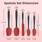 Coukre Silicone Spatula Set of 5,High Temperature Resistant, Food Grade Silicone, Dishwasher Safe, for Baking, Cooking (Red)