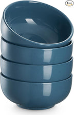 DOWAN 22 OZ Ceramic Soup Bowls & Cereal Bowls - 6" Classic Bowls Set of 4 for Soup, Cereal, Oatmeal, Fruit, Rice - Dishwasher & Microwave Safe (Airy Blue)