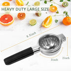 Stainless Steel Lemon Squeezer Lime Lemon and Fruit Juicer with Silicone Handles Large Manual Citrus Press Juicer