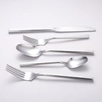 Matte Silverware Set Silver Flatware Set with Hexagon Handle 20 Pieces 18/0 Stainless Steel Cutlery Set Wedding Housewarming Gift Service for 4 (Matt silver)