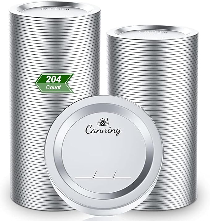 204pcs Regular Mouth Canning Lids, Canning Jar Lids for Ball, Kerr Jars, Split-Type Metal Mason Jar Lids for Canning, 100% Fit & Airtight 2.76" (70mm, Silver)