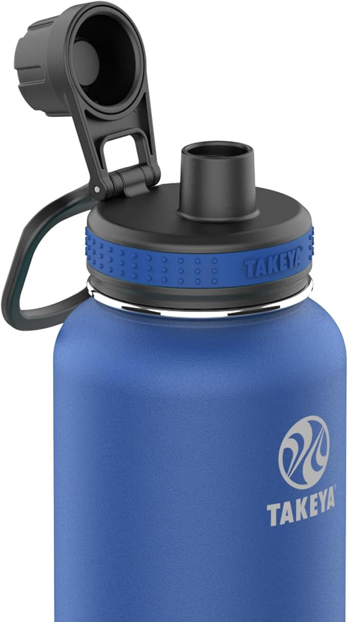 Takeya Originals 32 oz Vacuum Insulated Stainless Steel Water Bottle with Spout Lid, Navy