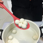 Silicone Spoons for Cooking - Extra Large Kitchen Spoons for Mixing, Serving, & Stirring - 600°F Heat-Resistant Non Stick Utensils Ladle & Skimmer- Dishwasher Safe, Red