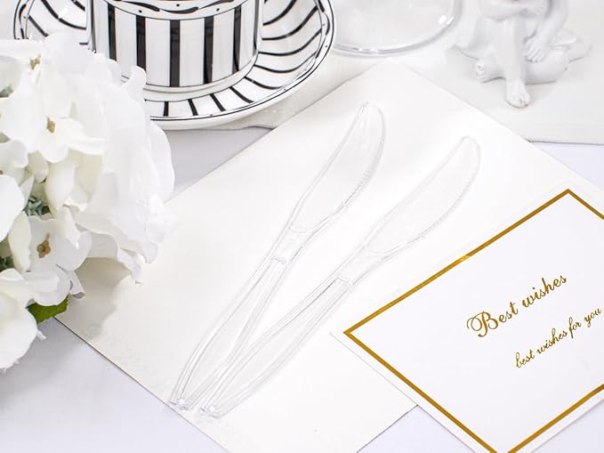 Liacere 360PCS Clear Plastic Knives Disposable - Heavy DutyBPA-Free - Heat Resistant, Solid and Durable Disposable Knives Bulk, Premium Plastic Knives Heavy Duty for Party Supply