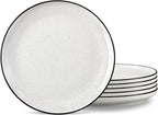 Ceramic White Dinner Plates Set of 6, 10.5 Inch Plates for Kitchen, Microwave Oven and Dishwasher Safe, Modern Dishes Set for Pasta,Steak, Dessert, Salad