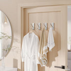 Self Adhesive Coat Hooks for Hanging: Heavy Duty Stainless Wall Hook for Towel, Backpack, Hat, Sturdy Metal Hanger for Bathroom, Bedroom, Door, Brushed Nickel, 6-Pack