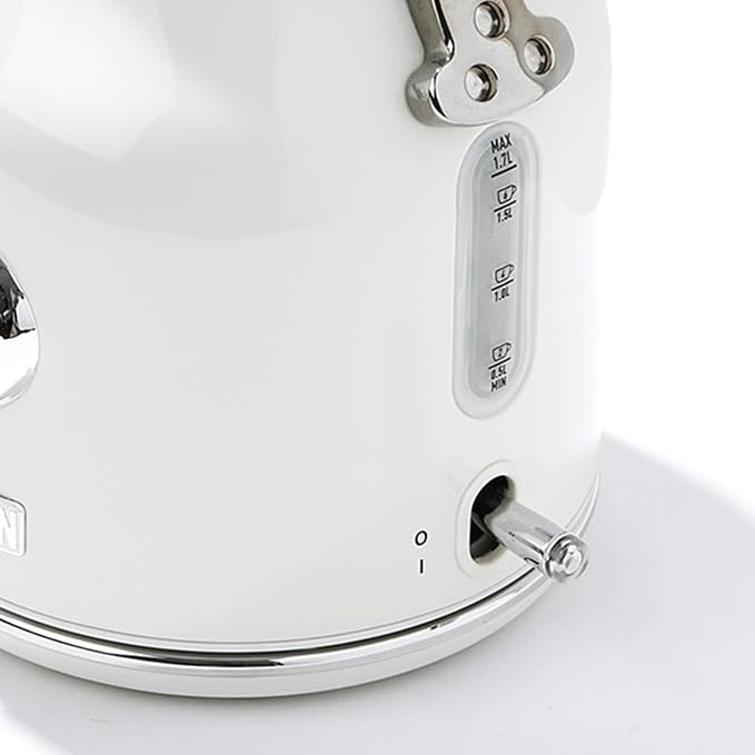Haden Dorset 1.7 Liter Stainless Steel Electric Kettle, Hot Water Kettle with 360-Degree Base and Auto Shutoff, Ivory & Chrome