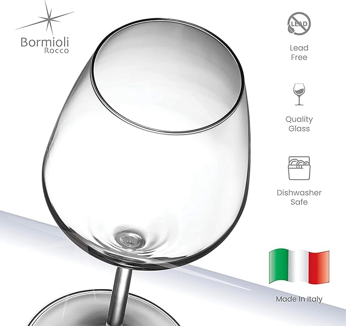 Bormioli Rocco 14.75 oz White Wine Glasses (Set Of 4): Crystal Clear Star Glass, Laser Cut Rim For Wine Tasting, Elegant Party Drinking Glassware, Restaurant Quality