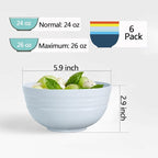 Homestockplus Unbreakable Cereal Bowls 25 OZ Microwave and Dishwasher Safe BPA-Free Bowl Dessert Bowls for Serving Soup, Oatmeal, Pasta and Salad [Set of 6]