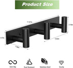 Coat Rack Wall Mounted with 3 Hooks,Heavy Duty Wall Hooks for Hanging Towel Coat Hat Bag, Metal Coat Hooks Hat Rack Coat Hanger Towel Hooks for Entryway Bathroom Kitchen (Black, 2 Packs)