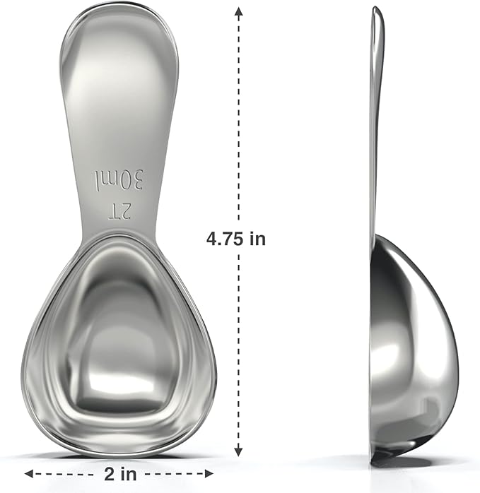 BALCI - Stainless Steel Coffee Scoop Set (2&2 Tablespoon, 30ml and 30ml) Exact Measuring Spoons for Coffee, Tea, Sugar, Flour and More! …