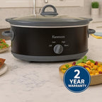 Kenmore Slow Cooker - 5 Lb Chicken 3 Lb Roast Mini Crock Pot With Glass Lid, Stainless Steel Electric Cookers, Warm Rice & Sous Vide Stew, Soup, Lunch, Dishwaher Safe Non-Stick Ceramic Insert, 5 Quart