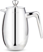 Easyworkz Nando French Press 12 oz Double Wall Insulated Thermal Coffee Maker,304 Stainless Steel Cafetiere