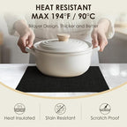 Placemats Set of 6, Bilayer Thickened Linen Place Mats Heat Resistant Machine Washable Wrinkle Free Carefully Selected Polyester Mats for Kitchen/Dining/Coffee Table (Black)