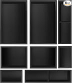 Bamboo Drawer Organizer Set, 8 PCS Multi-Use Wood Drawer Storage Boxes, Junk Drawer Organizer Divider Bins for Kitchen, Bathroom, Office Desk, Makeup, Jewelry, Utensils